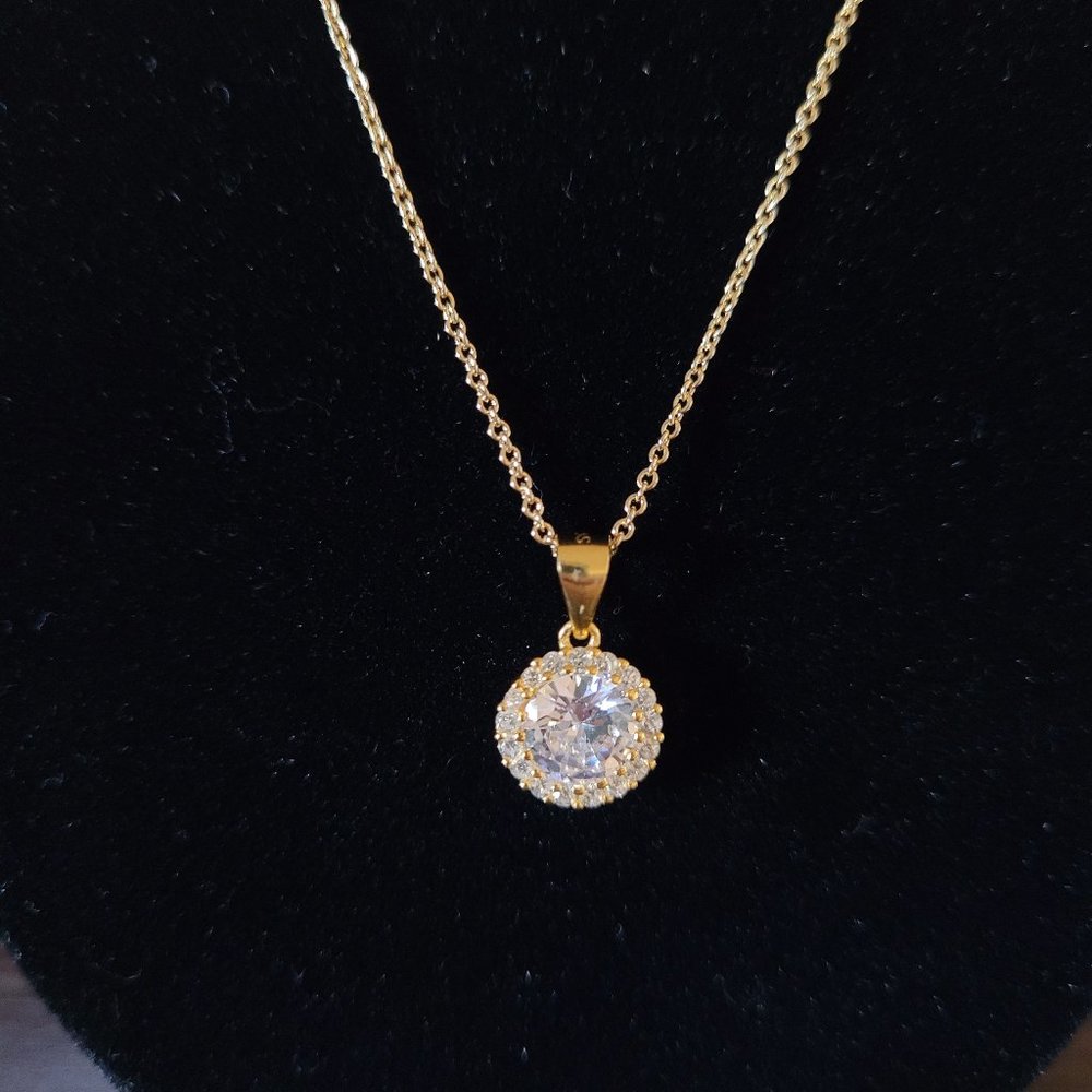 14K Over Silver CZ Necklace